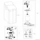 Bosch Wasserbehandlungsgerät mit einem Gehäuse, zahlreichen Bauteilen und Zubehörteilen für die Wasserenthärtung. Teile sind in vier separate Abschnitte gegliedert.